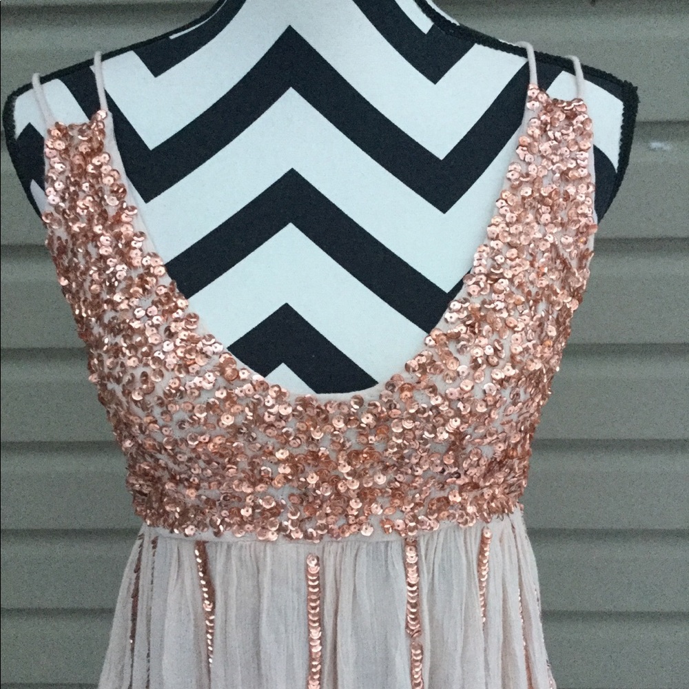 NWT Free People Glitter Girl Neutral Slip Dress - Picture 4 of 8